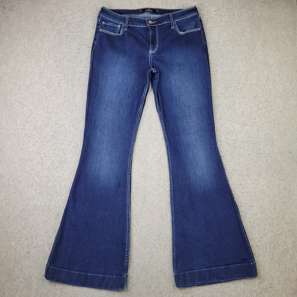 Hollister Jeans Womens 9R‎ 29x31 Low Rise Flare Vintage Stretch Blue Denim Cali